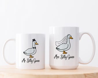 Mr. and Mrs Silly Goose Wedding Mug | Engagement Coffee Mug | Funny Newlywed Gift For Couples | Husband to be Gift For Him | Wedding Gift