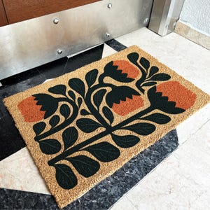Floral Door Mat | Boho Modern Gift for Home | Floral Welcome Mat | Modern Botanical Floral Welcome Mat | Porch Decor Gift | Spring Decor