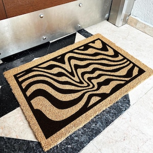 Psychedelic Blue Optical illusion Door Mat