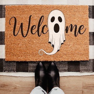 Halloween Doormat | Ghost Welcome Mat | Halloween Decor Outdoor | Boo Doormat | Halloween Decor | Funny Halloween Doormat | Ghost Door Decor