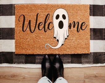 Halloween Doormat | Ghost Welcome Mat | Halloween Decor Outdoor | Boo Doormat | Halloween Decor | Funny Halloween Doormat | Ghost Door Decor