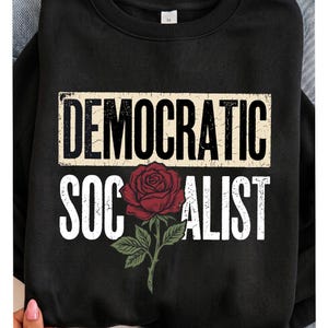 Vintage Democratic Socialist Rose PNG | Retro Political Floral Shirt Design | Protest Sublimation PNG