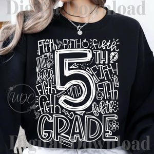 Fifth Grade PNG | Retro Typography School Sublimation | 5th Grade Back to School Digital Download