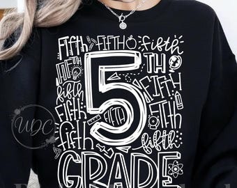 Fifth Grade PNG | Retro Typography School Sublimation | 5th Grade Back to School Digital Download