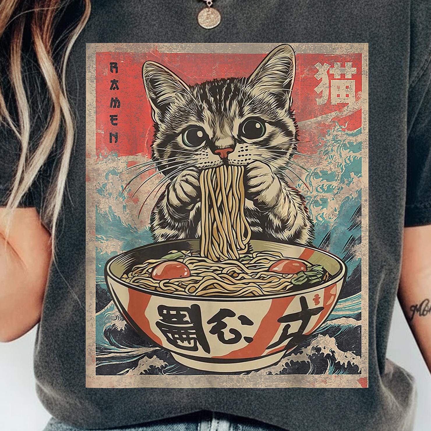 Ramen Cat PNG | Cute Japanese Style Cat Eating Noodles | Kawaii Anime ...