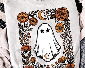 Halloween Ghost PNG | Floral Ghost Sublimation Design | Cute Spooky Fall PNG | Halloween Shirt Design | Digital Download