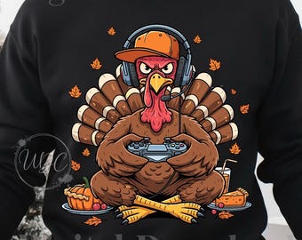 Funny Gaming Turkey Thanksgiving PNG | Gamer Turkey Design | Fall Holiday Sublimation | Thanksgiving Digital Download