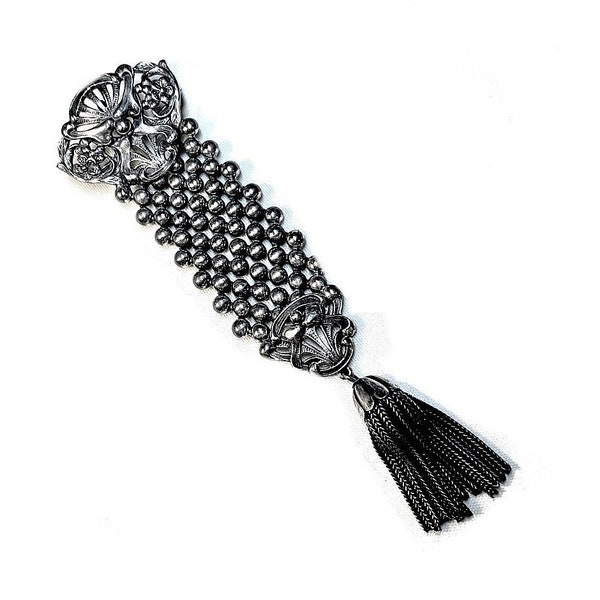 Schiaparelli Silvertone Tassel Brooch, 1940s