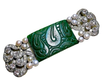 c.1930's Bakelite and Cultured Pearl Belt Buckle