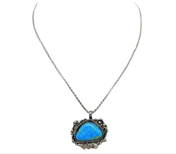 Sterling and Turquoise Pendant Necklace - image 4