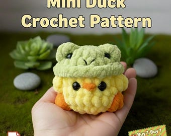 Mini Duck Crochet Pattern, No Sew Amigurumi, Handmade Plush Toy, Crochet Project for Beginners, Buy 1 Get 1 Free, Surprised Gift Included