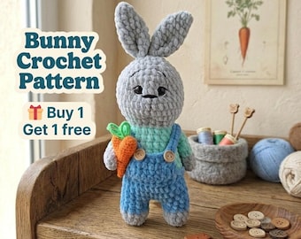 Bunny Crochet Pattern PDF, Kawaii Amigurumi, Plush Toy Pattern, Project for Beginners, Buy 1 Get 1 Free, Buy 1 Get 1 Surprised Pattern Free