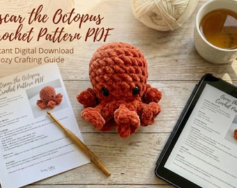 Oscar the Octopus Crochet Pattern PDF, Easy Kawaii Amigurumi, Plush Toy Pattern, Aquatic Crochet Project for Beginners, Digital Download