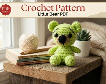 Little Cute Bear Crochet Pattern  PDF, Easy Kawaii Amigurumi, Plush Toy Pattern, Aquatic Crochet Project for Beginners, Instant Download