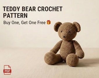 Teddy the Heirloom Bear Crochet Pattern, Kawaii Amigurumi, Project for Beginners, Buy 1 Get 1 Free, Surprise Gift Included, Instant Download