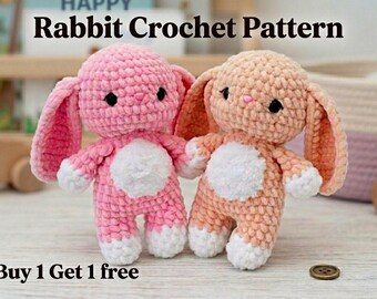 Rabbit Crochet Pattern, Easter Present Crochet Project for Beginners, Handmade Pattern Gift for Her, Buy 1 Get 1 Free, Instant Download
