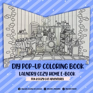 Laundry Cozy Home Coloring E-Book, Diy Pop Up Coloring Pages, Laundry Room Interior Coloring Pages, Adult Coloring Book, Printable PDF Gift