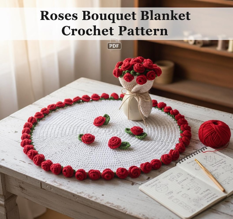 Rose Bouquet Crochet Pattern PDF, Easy Floral Crochet for Beginners, No ...