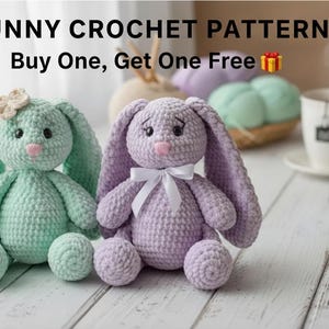Softy Bunny Crochet Pattern PDF, Amigurumi Plush Bunny Toy Pattern, Beginner Crochet Tutorial, Surprise Gift Pattern Included in Download