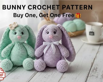Softy Bunny Crochet Pattern PDF, Amigurumi Plush Bunny Toy Pattern, Beginner Crochet Tutorial, Surprise Gift Pattern Included in Download