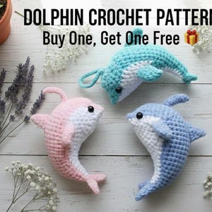 Amigurumi Dolphin häkeln Muster PDF, Seetier Plüschtier, Wasser-Häkelprojekt für Anfänger, 1 kaufen, 1 gratis, Überraschungsgeschenk inbegriffen