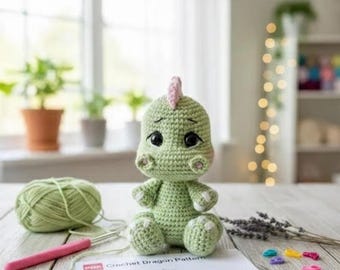 Crochet Dragon Easy Kawaii Pattern, PDF Amigurumi, No-Sew, Easy Projects for Beginner, Buy 1 Get 1 Pattern Free, Plush Toy, Instant Download