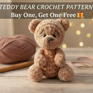 Patrón de osito de peluche en PDF, amigurumi sin costura, patrón de peluche, proyecto de crochet para principiantes, compra 1 y llévate 1 gratis, regalo sorpresa incluido.