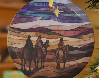 Stained Glass Ornament Three Wise Men, Christian Christmas Ornament, Holiday Decor, Nativity ornament Christmas, Religious Ornament Gift