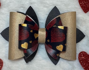 Black Gold Red Hearts,Midnight Glitz,Straw Topper Bow, Stanley Cup Accessories for Tumblers, Bow for Stanley Tumbler Bow