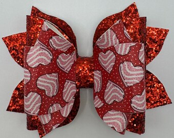 Ruby Hearts,Sweet Hearts, Pink Snack Cake, Red Glitter Bow,Stanley Cup Accessories for Tumblers, Bow for Stanley Tumbler Bow Straw Topper