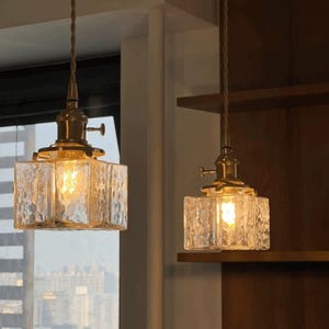 Glass Pendant Light, Vintage Edison Bulb Hanging Lamp - Kitchen Island Industrial Farmhouse image 10