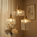 Glass Pendant Light, Vintage Edison Bulb Hanging Lamp - Kitchen Island Industrial Farmhouse