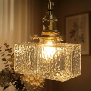 Glass Pendant Light, Vintage Edison Bulb Hanging Lamp - Kitchen Island Industrial Farmhouse image 8