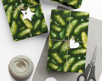 Pickle Paper Gift Wrap - Wrapping Paper, Pickle Patterned Gift Wrap for the Modern Day Pickle Lover