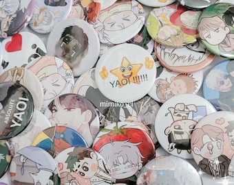 Boy's love button pins, 37mm, doukyuusei,  given, ships, handmade