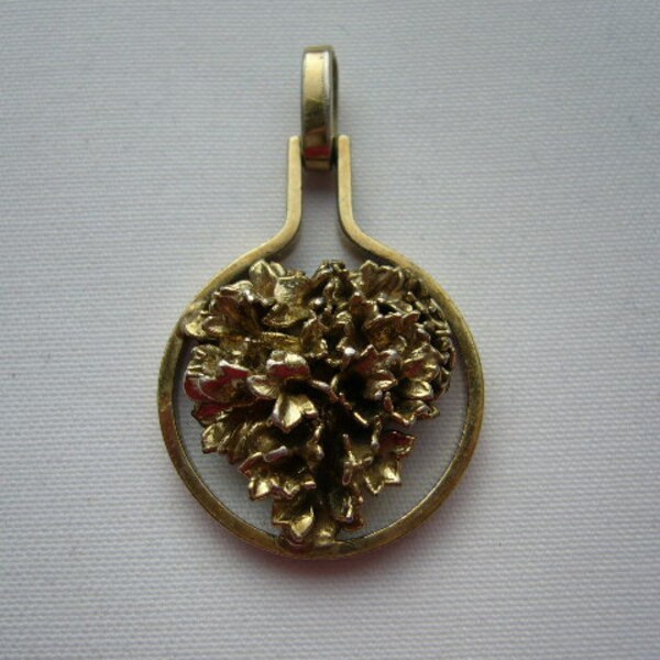 Vintage Modernist Flora Danica Eggert Denmark Sterling Silver Gold Wash Pendant