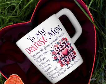 Design de Carta Floral Para Minha Querida Mãe PNG, Clipart para Almofada, Arquivo Digital, Design Digital para Almofada do Dia das Mães, Design Digital para Caneca para Mãe