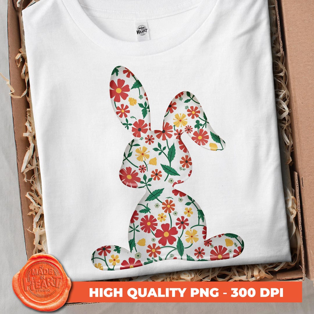 Floral Easter Bunny PNG, Spring Rabbit Clipart (digital File) - Etsy