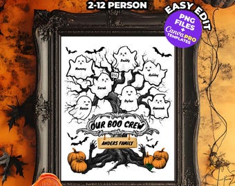 Customizable Halloween Boo Crew PNG, Family Ghost Tree (Digital Download)