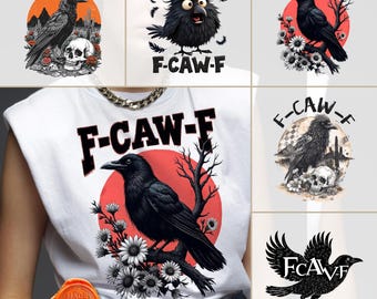 Sarcastic F-Caw-F Crow PNG Bundle, Snarky Raven Clipart (Digital Download)