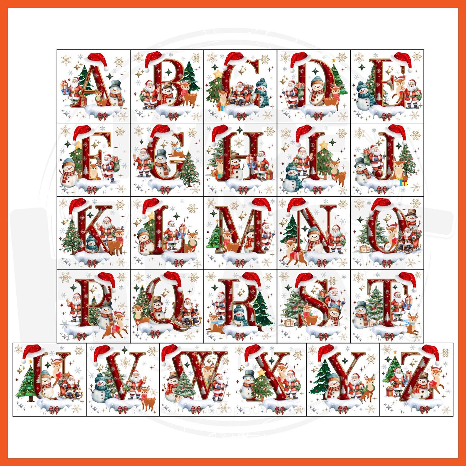 Paquete de PNG de alfabeto navideño personalizado, adorno con letra de ...