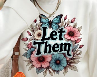 Boho Floral Butterfly PNG, Mental Health Quote T-Shirt Design (Digital Download)