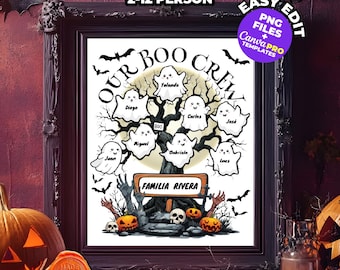 Custom Halloween Boo Crew PNG, Personalized Ghost Family Sign (Digital Download)