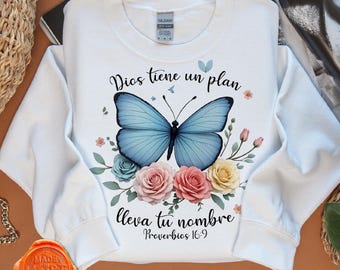 Proverbios 16:9 Bible Verse Png, Dios Tiene Un Plan Que lleva tu Nombre Png, Frases Religiosas Florales Png, Boho Scripture floral design
