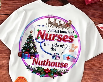 Enfermeras más alegres de Navidad PNG, diseño médico divertido (descarga digital)