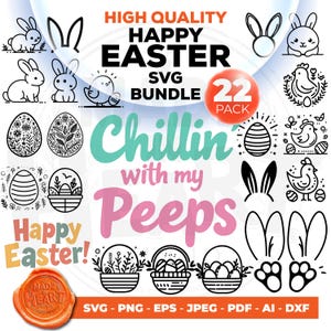 Easter SVG PNG DIY Pack | Digital Download Easter Bundle Svg | Hand-drawn Easter Designs | Easter Day Digital File | Easter Svg Shirt Design