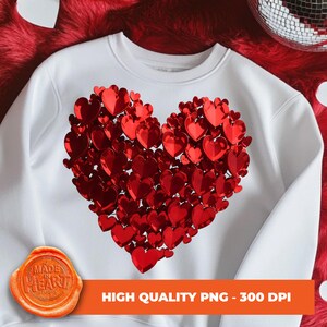 Red Heart PNG Valentine Sublimation, Sparkling Heart Design, Love Shirt Clipart, Romantic Mug Print, Sparkling crimson heart png