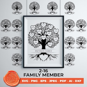 Family Ancestry Tree of Life Svg Bundle 2-16 Members, Custom Family Tree Chart, Family Tree Clipart, Tree Of Life Png Ancestry Tree Branch