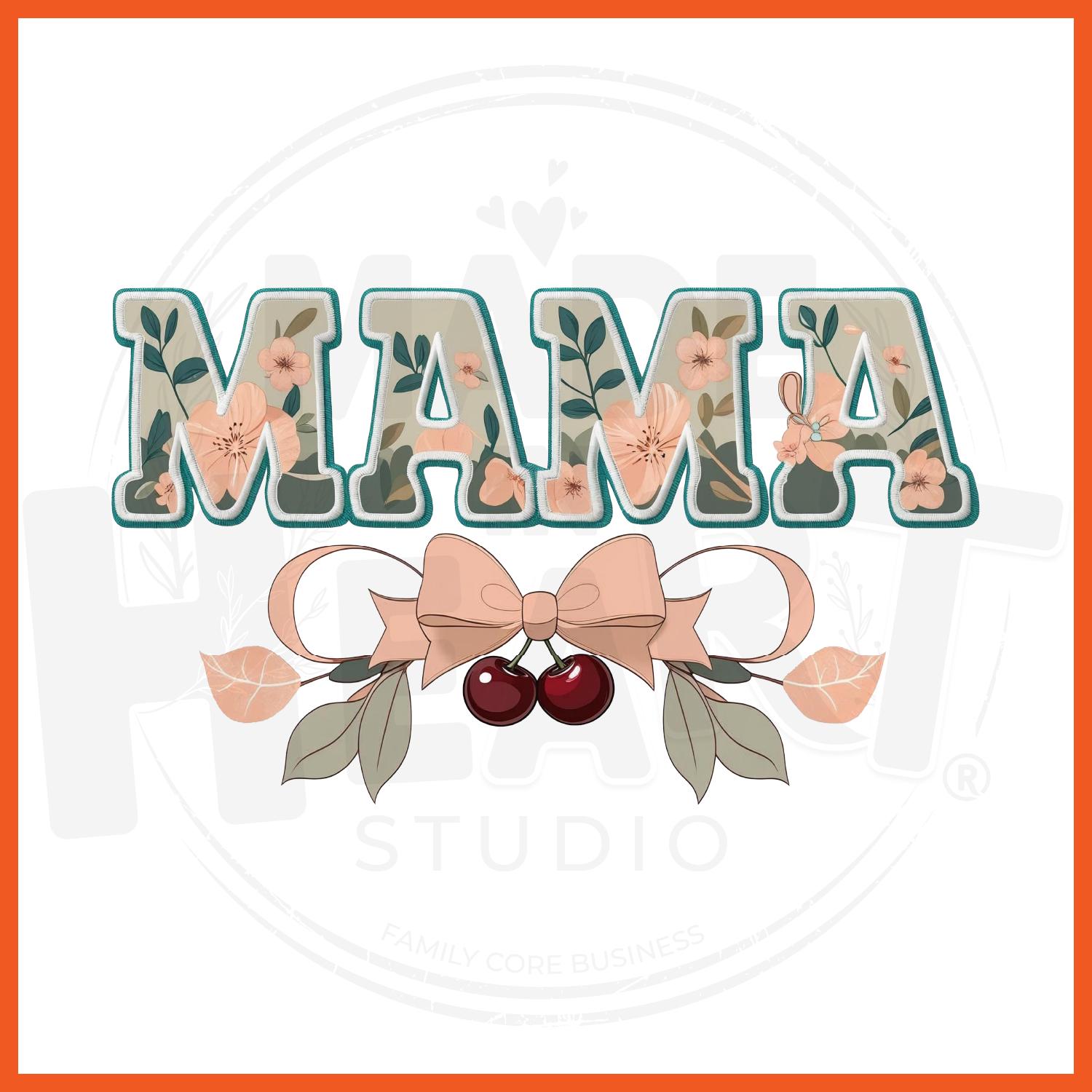 コケット チェリー ママ PNG、花柄ママシャツデザイン（デジタル