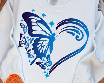 Heart butterfly digital SVG design, butterfly clipart, butterfly iron on, shirt butterfly, heart svg, butterfly sublimation, diy shirt PNG.